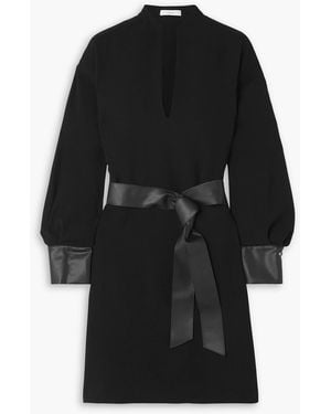 Vince Belted Crepe Mini Dress - Black