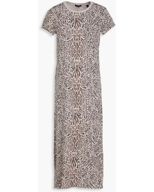 ATM Midikleid aus baumwoll-jersey mit leopardenprint - Grau