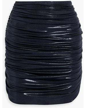 Norma Kamali Ruched Lamé Mini Skirt - Blue