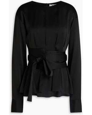 Rohe Pintucked Crepe De Chine Kimono - Black