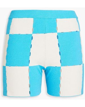 Jacquemus Gelato Checked Cotton-blend Shorts - Blue