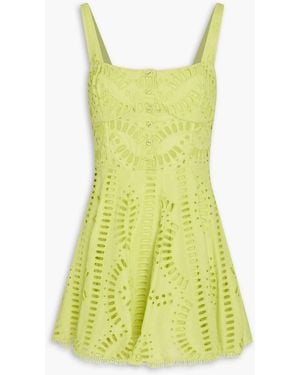 Charo Ruiz Ricka Broderie Anglaise Mini Dress - Yellow