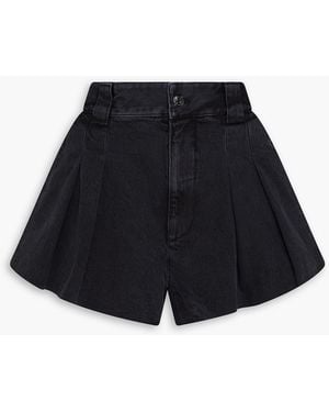 FRAME The Structural Pleated Denim Shorts - Blue