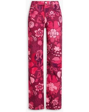 Etro Floral-print High-rise Straight-leg Jeans - Red