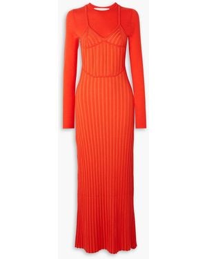 Dion Lee Laye Ribbed Merino Wool-blend Maxi Dress - Red