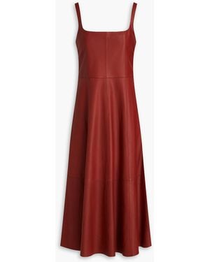 Vince Leather Midi Dress - Red