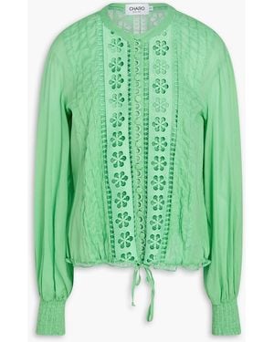 Charo Ruiz Donnelie Crochet-Trimmed Cotton-Blend Blouse - Green