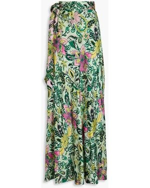 Diane von Furstenberg Krisa Reversible Floral-print Crepe De Chine Maxi Wrap Skirt - Green