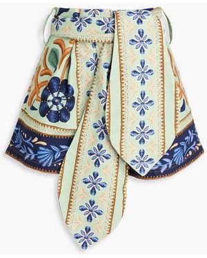 FARM Rio Printed Denim Shorts - Blue