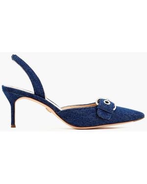 Veronica Beard Roxy Buckled Denim Slingback Court Shoes - Blue