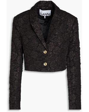 Ganni Jacquard Cropped Jacket - Black