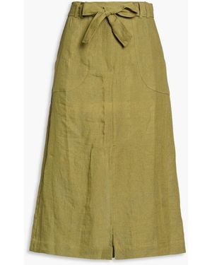 Casa Raki Dana Linen Midi Skirt - Green