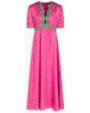 Saloni Tabitha Silk-Jacquard Maxi Dress - Pink