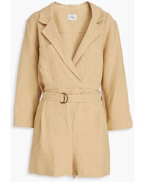 LeKasha Dahab Belted Linen Playsuit - Natural
