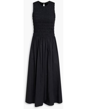 Rag & Bone Lane Shirred Cotton-poplin Midi Dress - Black