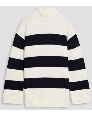 Vince Striped Wool And Cotton-Blend Turtleneck Jumper - Blue
