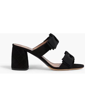 Tabitha Simmons Barbi Bow-Detailed Suede Mules - Black