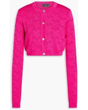 Versace Cropped cardigan aus jacquard-strick - Pink