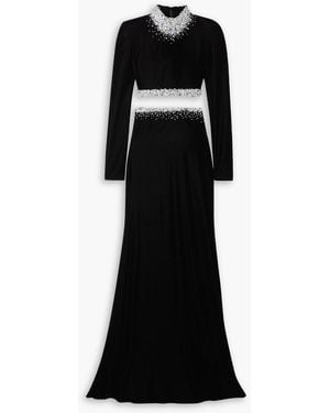 Miss Sohee Crystal-embellished Velvet Cropped Top And Maxi Skirt Set - Black