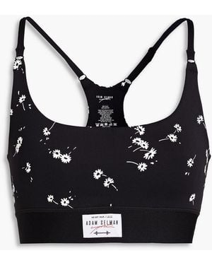 Adam Selman Sport Floral Print Stretch Sports Bra - Black