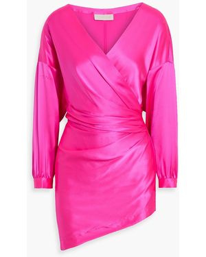 Michelle Mason Wrap-Effect Silk-Satin Mini Dress - Pink