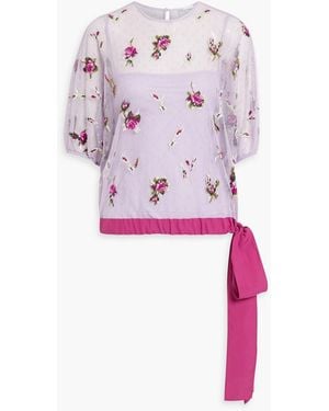 RED Valentino Embroidered Point D'Esprit Top - Pink
