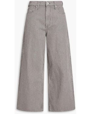 Rag & Bone Serena Cropped Striped High-Rise Wide-Leg Jeans - Grey