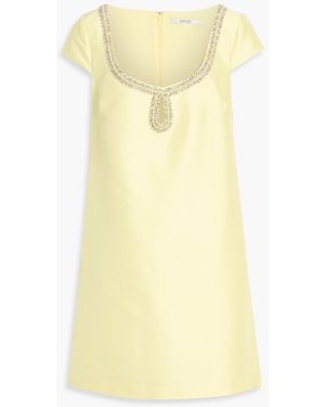 Badgley Mischka Embellished Twill Mini Dress - Yellow