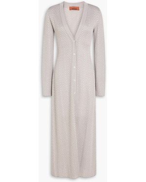 Missoni Metallic Crochet-Knit Cardigan - White