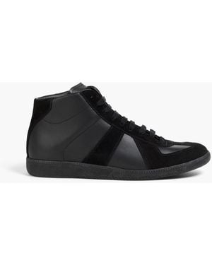 Maison Margiela Replica Leather And Suede High-top Trainers - Black