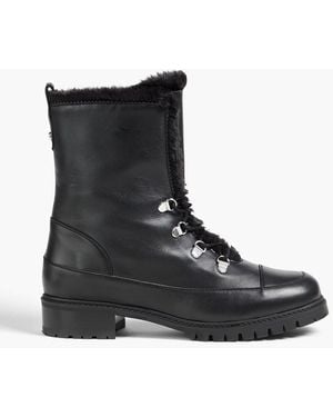 Stuart Weitzman Leather Combat Boots - Black