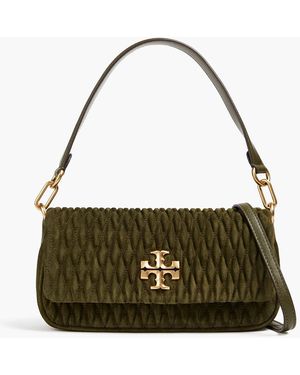 Tory Burch Kira Quilted Suede Shoulder Bag - Green