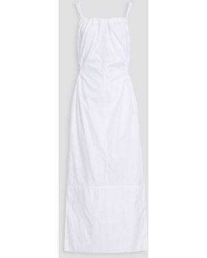 Bassike Cutout Gathered Cotton-poplin Max Dress - White