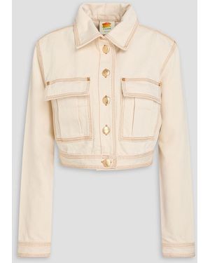 FARM Rio Cropped Denim Jacket - Natural
