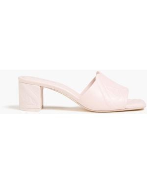 McQueen Embossed Leather Mules - Pink