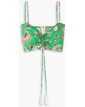 Cara Cara Maidstone Cropped Printed Cotton-voile Top - Green
