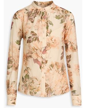 Mikael Aghal Floral-Print Georgette Blouse - Natural