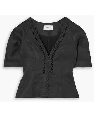 Joslin Studio Mallory Lace-trimmed Linen-batiste Blouse - Black