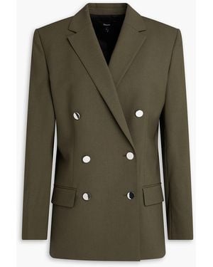 Theory Double-breasted Wool-blend Blazer - Green