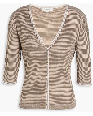 Vince Striped Cashmere And Silk-Blend Top - Natural