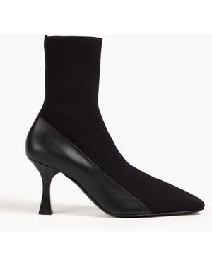Neous Knitted Leather Ankle Boots - Black