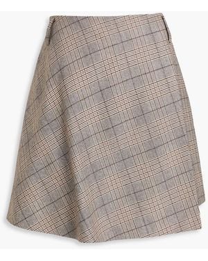 Brunello Cucinelli Wrap-Effect Prince Of Wales Checked Wool-Blend Mini Skirt - White