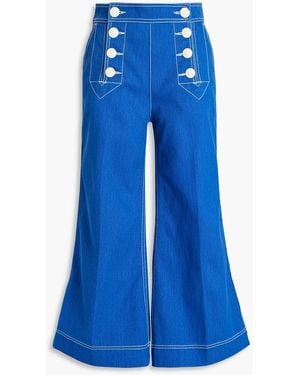 Zimmermann Embroidered High-rise Kick-flare Jeans - Blue