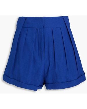 FARM Rio Pleated Lyocell And Cotton-blend Shorts - Blue