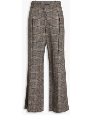 Rag & Bone Bennett Pleated Prince Of Wales Checked Cotton-tweed Wide-leg Pants - Gray