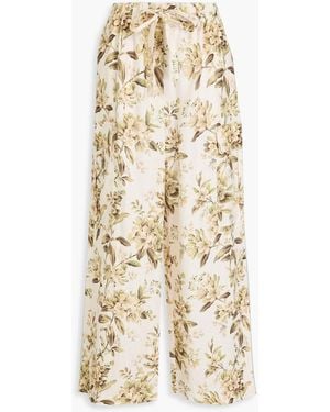 Zimmermann Floral-Print Linen Cargo Pants - Natural