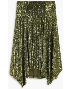 Rabanne Sequined Tulle Midi Skirt - Green