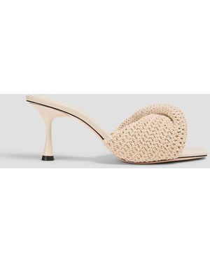 STUDIO AMELIA Twisted Crochet 70 Padded Crochet Mules - White