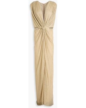 Costarellos Mireille Twisted Jersey Gown - Metallic