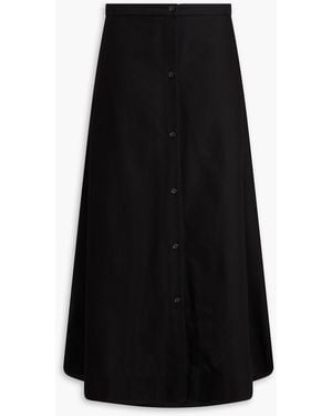 TOTEME Striped Cotton-jacquard Midi Skirt - Black